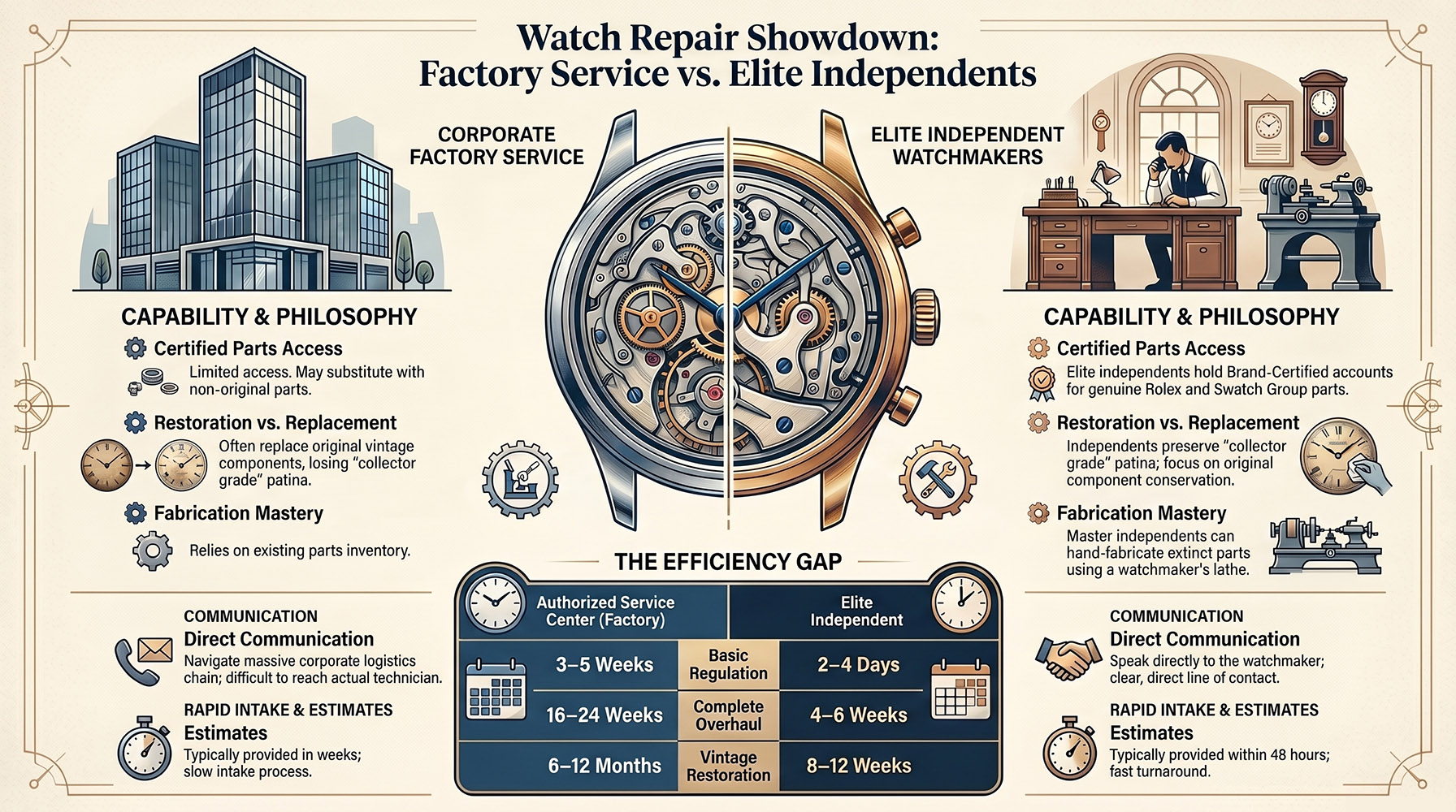 Watch Repair Showdown: Authorized Service vs. Independent Watchmaker