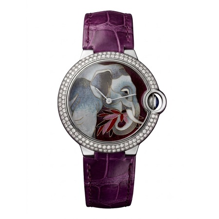 Cartier Ballon Bleu d'Art Elephant Enamel 36mm HPI00331 18K White Gold Women's Watch