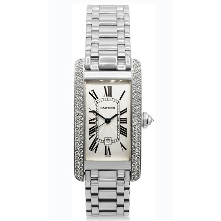 Cartier Tank Américaine 22.7x41.7 WB7026L1 18K White Gold Women's Watch
