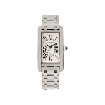 Cartier Tank Americane 23x42mm W26036l1 18K White Gold Unisex Watch